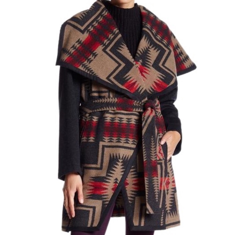 Pendleton Cashmere Harding Blanket Wrap Coat N54